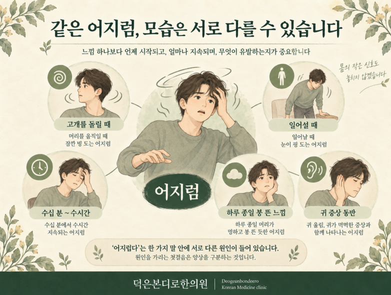세상이 빙글 도는 어지럼, 원인은 하나가 아닙니다 [덕은동어지럼증]