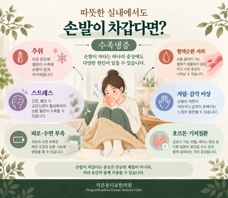 따뜻한 실내에서도 손발이 차갑다면 [덕은동수족냉증]